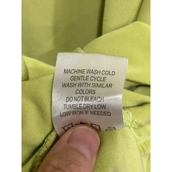 Nina Leonard Ruffle Button Up Tank Top Chartreuse Sz Large Sleeveless Tunic - Picture 8 of 10